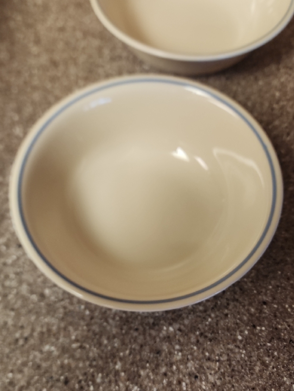 Lot of 6 Corelle, Cream Bowls with Blue Rim, Country Violets. Made In USA ☆☆☆ - Picture 2 of 9